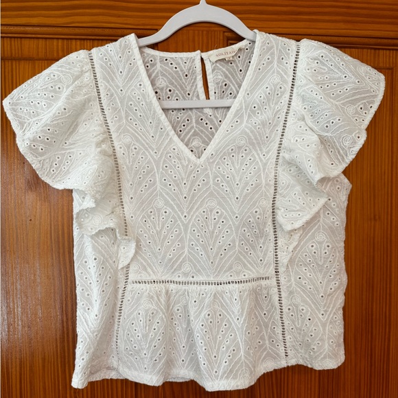 Solitaire Tops - White Eyelet Embroidered Top